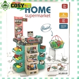 Bộ đồ chơi siêu thị cỡ lớn với hơn 47 chi tiết cùng với xe đẩy hàng cho bé