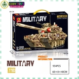 Đồ chơi lắp ghép xếp hình xe tăng quân sự với hơn 954 chi tiết