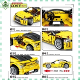 Đồ chơi lắp ghép xếp hình lắp ráp xe đua thể thao màu vàng với 434 chi tiết