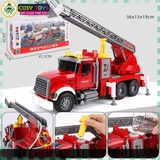Đồ chơi mô hình xe cứu hỏa cỡ lớn cao cấp với cầu thang rút và vòi phun nước, đèn nhấp nháy và nhạc cho bé