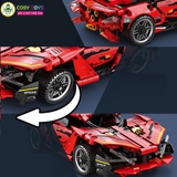 Đồ chơi xếp hình lắp ghép mô hình xe thể thao F1 màu đỏ cánh đuôi vàng cao cấp mẫu mới có động cơ điều khiển từ xa với 337 chi tiết cho bé