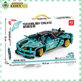 Đồ chơi lắp ghép xếp hình lắp ráp xe đua thể thao màu xanh với 462 chi tiết