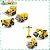 Bộ xếp hình lắp ghép 1000 chi tiết xe cẩu công trường 6 trong 1 với nhiều chi tiết, mẫu ghép khác nhau cho bé