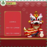 Đồ chơi lắp ghép xếp hình chú lân đỏ ngày tết với 1359 chi tiết cho bé