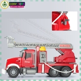 Đồ chơi mô hình xe cứu hỏa cỡ lớn cao cấp với cầu thang rút và vòi phun nước, đèn nhấp nháy và nhạc cho bé