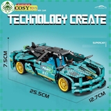 Đồ chơi lắp ghép xếp hình lắp ráp xe đua thể thao màu xanh với 462 chi tiết