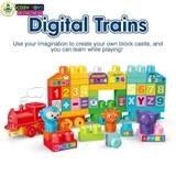 Đồ chơi xếp hình lắp ghép đoàn tàu học chữ số 2 trong 1 với 68 mảnh ghép lớn an toàn cho bé từ 3 tuổi