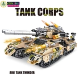 Đồ chơi lắp ghép xếp hình 8 trong 1 với xe tăng biến hình mẫu lớn với hơn 950 chi tiết