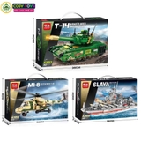 Đồ chơi lắp ghép xếp hình máy bay, trực thăng tàu chiến, xe tăng quân sự đủ mẫu từ 313-342-322 chi tiết cho bé