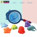 Đồ chơi nhà tắm các con vật phun nước và vợt hoạt hình vui nhộn cho bé vui tắm mỗi ngày