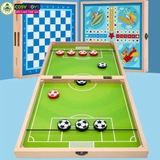 Bộ cờ 3 trong 1 bằng gỗ gồm bàn bóng đá, bàn cờ vua và bàn cờ cá ngựa cho bé