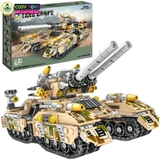 Đồ chơi lắp ghép xếp hình 8 trong 1 với xe tăng biến hình mẫu lớn với hơn 950 chi tiết