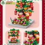 Đồ chơi lắp ghép xếp hình cây đào quất ngày tết với 163 chi tiết cho bé