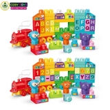 Đồ chơi xếp hình lắp ghép đoàn tàu học chữ số 2 trong 1 với 68 mảnh ghép lớn an toàn cho bé từ 3 tuổi