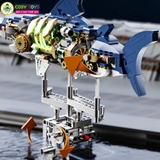 Đồ chơi xếp hình lắp ghép mô hình cá mập robot mới có động cơ chạy bằng dây cót với 687 chi tiết cho bé