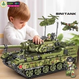 Đồ chơi lắp ghép xếp hình xe tăng quân sự mẫu lớn cùng 8 mẫu xe nhỏ với hơn 1190 chi tiết