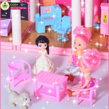 Đồ chơi lắp ghép ngôi nhà villa búp bê hai tầng với đầy đủ vật dụng, đồ dùng cho bé