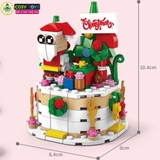 Đồ chơi lắp ghép xếp hình bánh kem gáng sinh và xe chở quà cùng ông già Noel 6 trong 1 với 307 chi tiết