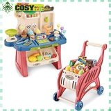 Quầy kem mini với các mô hình làm kem cây, máy tính tiền và xe đẩy siêu thị với hơn 40 chi tiết cho bé