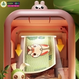 Đồ chơi két sắt tiết kiệm có nhạc và đèn, mở bằng mã số và vân tay cho bé