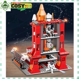 Đồ chơi lắp ghép xếp hình trạm phóng tàu vũ trụ, tàu không gian mới gồm: tàu không gian, tàu thám hiểm và phi hành gia, với hơn 600 chi tiết-mẫu tàu to và đẹp