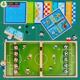 Bộ cờ 3 trong 1 bằng gỗ gồm bàn bóng đá, bàn cờ vua và bàn cờ cá ngựa cho bé