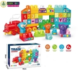 Đồ chơi xếp hình lắp ghép đoàn tàu học chữ số 2 trong 1 với 68 mảnh ghép lớn an toàn cho bé từ 3 tuổi