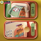 Đồ chơi két sắt tiết kiệm có nhạc và đèn, mở bằng mã số và vân tay cho bé