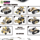 Đồ chơi lắp ghép xếp hình 8 trong 1 với xe tăng biến hình mẫu lớn với hơn 950 chi tiết