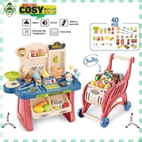 Quầy kem mini với các mô hình làm kem cây, máy tính tiền và xe đẩy siêu thị với hơn 40 chi tiết cho bé