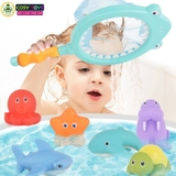Đồ chơi nhà tắm các con vật phun nước và vợt hoạt hình vui nhộn cho bé vui tắm mỗi ngày