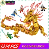 Đồ chơi xếp hình lắp ráp rồng thần vàng của ninja.goo với 1314 mảnh ghép