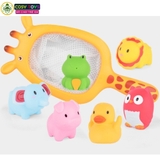 Đồ chơi nhà tắm các con vật phun nước và vợt hoạt hình vui nhộn cho bé vui tắm mỗi ngày