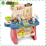 Quầy kem mini với các mô hình làm kem cây, máy tính tiền và xe đẩy siêu thị với hơn 40 chi tiết cho bé