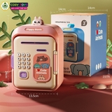 Đồ chơi két sắt tiết kiệm có nhạc và đèn, mở bằng mã số và vân tay cho bé