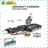 Đồ chơi lắp ghép xếp hình tàu sân bay cỡ lớn với trực thăng, xuồng cao tốc và nhân vật với hơn 1094 chi tiết