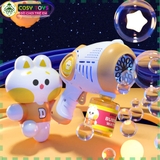 Đồ chơi bắn bong bóng xà phòng chạy pin với 8 ống tạo bong bóng đủ màu sắc cho bé