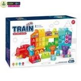 Đồ chơi xếp hình lắp ghép đoàn tàu học chữ số 2 trong 1 với 68 mảnh ghép lớn an toàn cho bé từ 3 tuổi