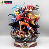 Mô hình One Piece bộ ba siêu tân tinh Luffy , LAW , Kid đại chiến pháo đài Kaido - cao 20cm - nặng 1kg , Figure OnePiece