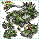 Đồ chơi lắp ghép xếp hình xe tăng quân sự cùng 4 mẫu xe nhỏ với hơn 772 chi tiết