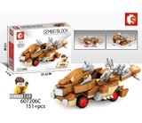 Đồ chơi lắp ghép xếp hình xe đua khủng long cam có trớn với 151 mảnh ghép