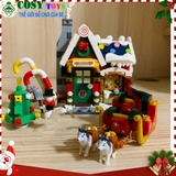 Đồ chơi lắp ghép xếp hình Ngôi nhà giáng sinh cùng xe tuần lộc chở quà và người tuyết với 788 chi tiết