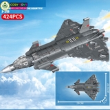 Đồ chơi lắp ghép xếp hình máy bay phản lực thân dài với 410-424 mảnh ghép