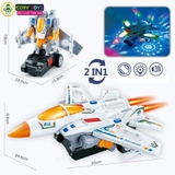 Đồ chơi máy bay biến hình thành robot có đèn và nhạc cho bé