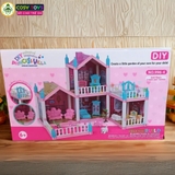 Đồ chơi lắp ghép ngôi nhà villa búp bê hai tầng với đầy đủ vật dụng, đồ dùng cho bé