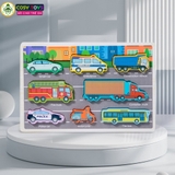 Đồ chơi tranh gỗ ghép 3D theo chủ đề kèm chữ cái tiếng anh, làm bằng gỗ thông an toàn cho bé