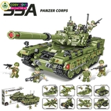 Đồ chơi lắp ghép xếp hình xe tăng quân sự mẫu lớn cùng 8 mẫu xe nhỏ với hơn 1190 chi tiết