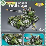 Đồ chơi lắp ghép xếp hình xe tăng quân sự cùng 4 mẫu xe nhỏ với hơn 772 chi tiết