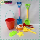 Bộ xô xẻng cát đi biển kèm dụng cụ cào, xô nước...cho bé