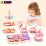Đồ chơi buổi tiệc trà chiều 42 chi tiết: bánh ngọt, bộ ấm chén, giá đỡ bánh.... cho bé